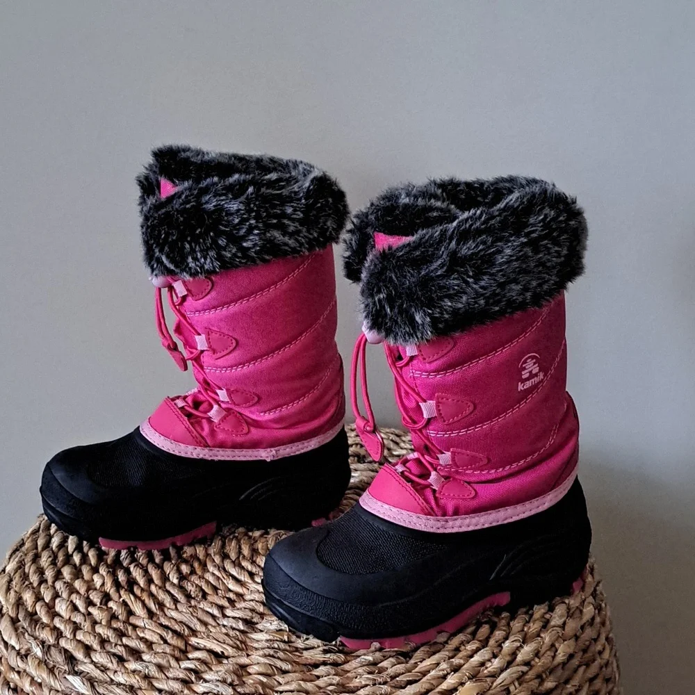Kamik Girls Snow Gypsy 3 Waterproof/Insulated Rose/Black Winter/Outdoor Boots 13
